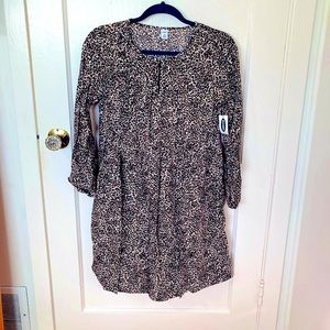🎀NWT OLD NAVY leopard print keyhole swing dress xs